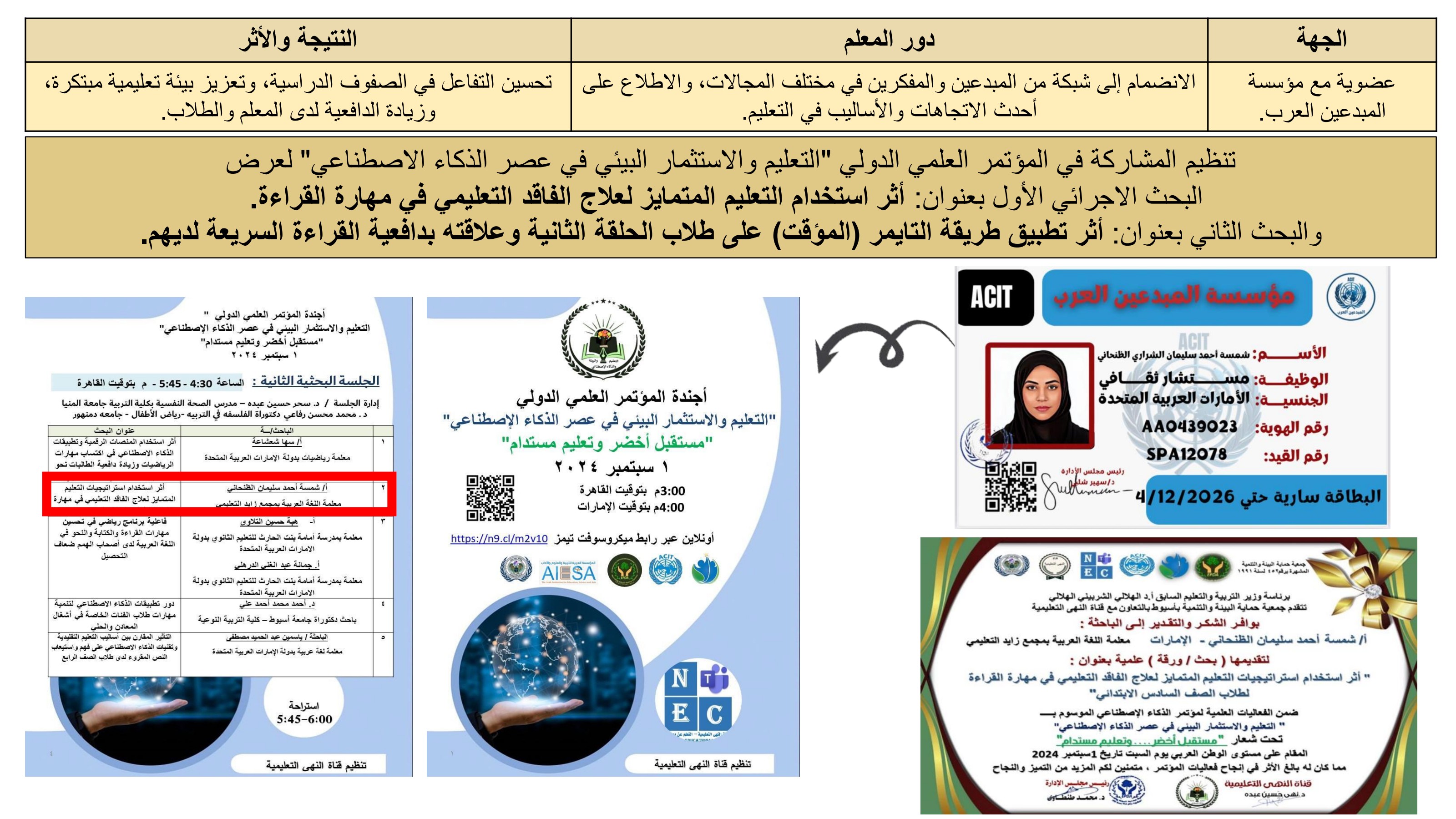 المؤتمر العلمي الدولي – التعليم والاستثمار البيئي في عصر الذكاء الاصطناعي